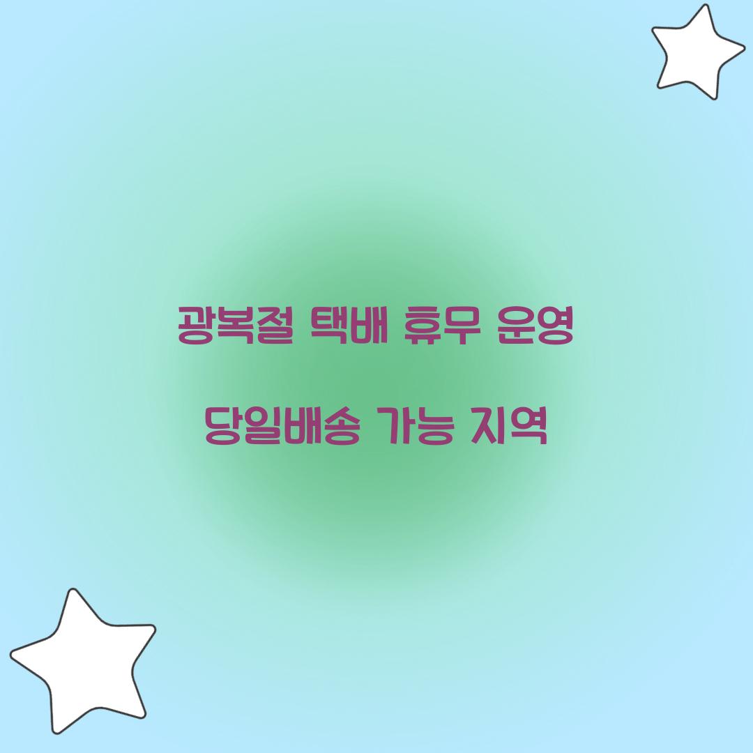 광복절 택배 휴무 운영 당일배송 가능 지역