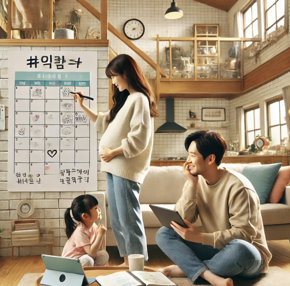 둘째 아이를 기다리는 가족의 모습