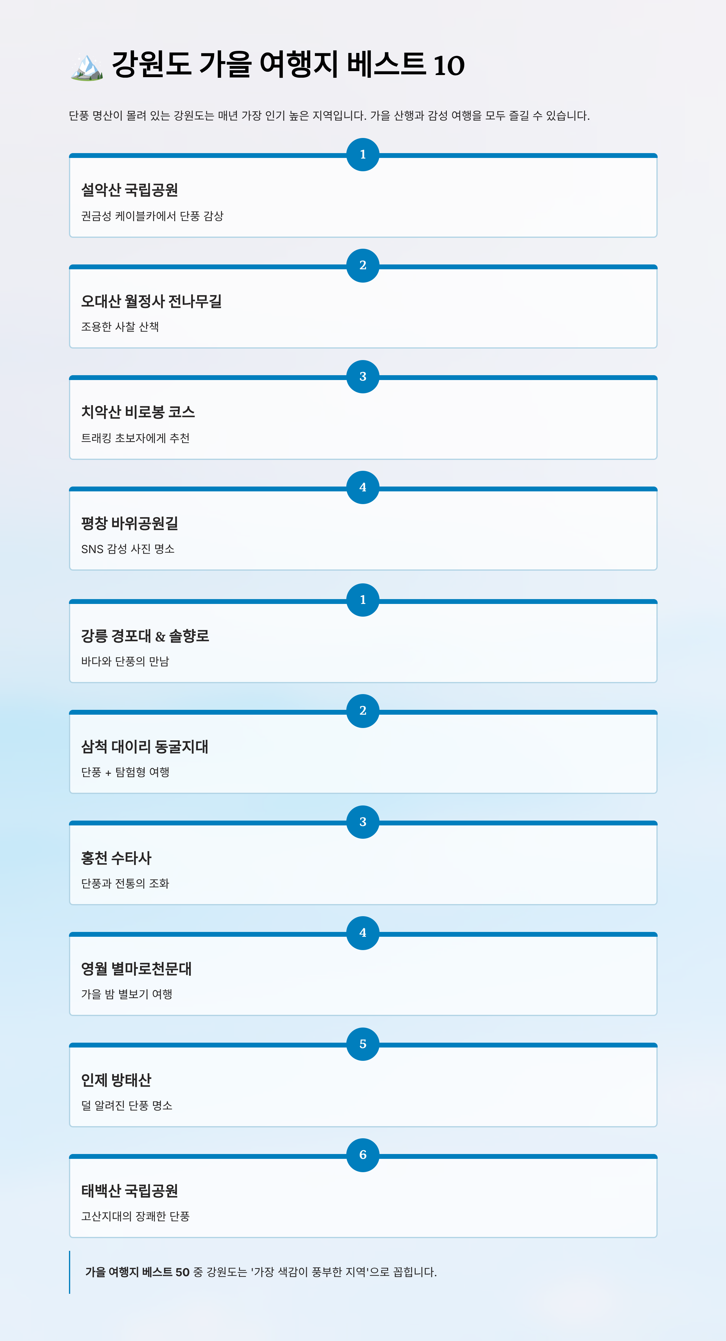가을 여행지 베스트 50 알아보기