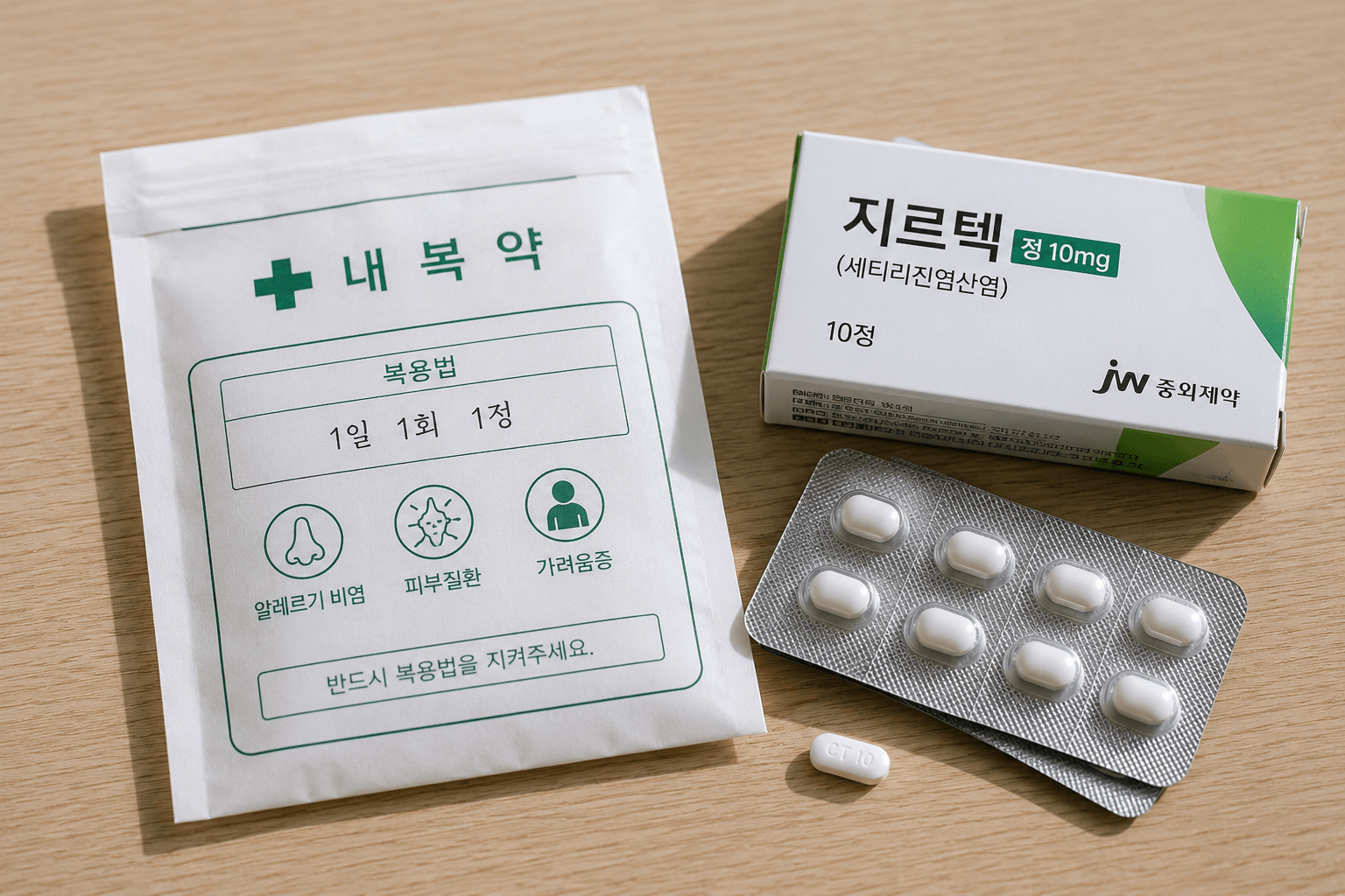 항히스타민제와 약봉투 이미지