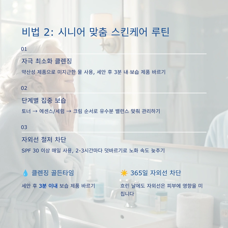 시니어 맞춤 스킨케어 루틴과 자외선 차단 실천 방법 안내