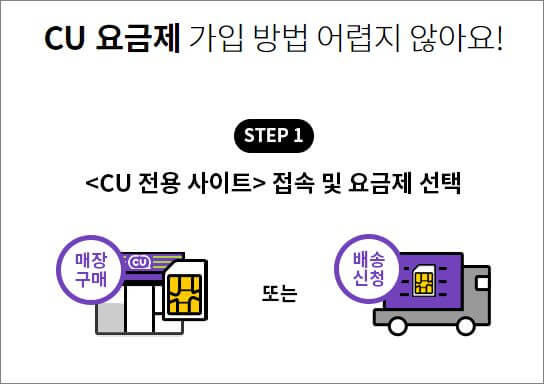 헬로모바일 CU 요금제 가입 방법 1