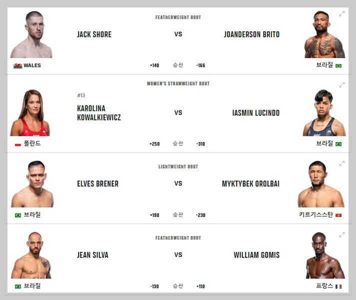 UFC 301 언더 카드