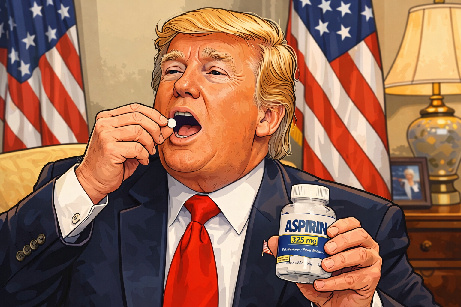 트럼프 아스피린 이기는 아침