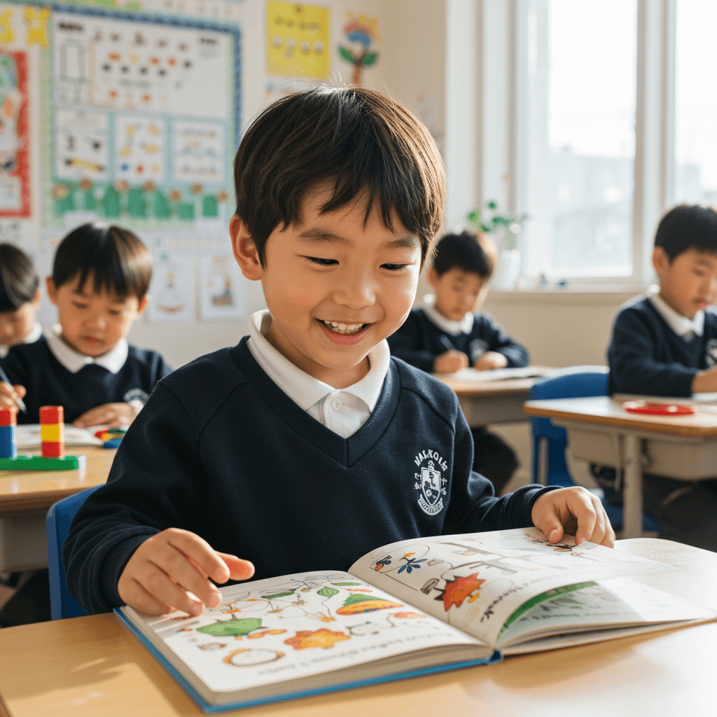 학원에서 문해력 공부 중인 초등학생