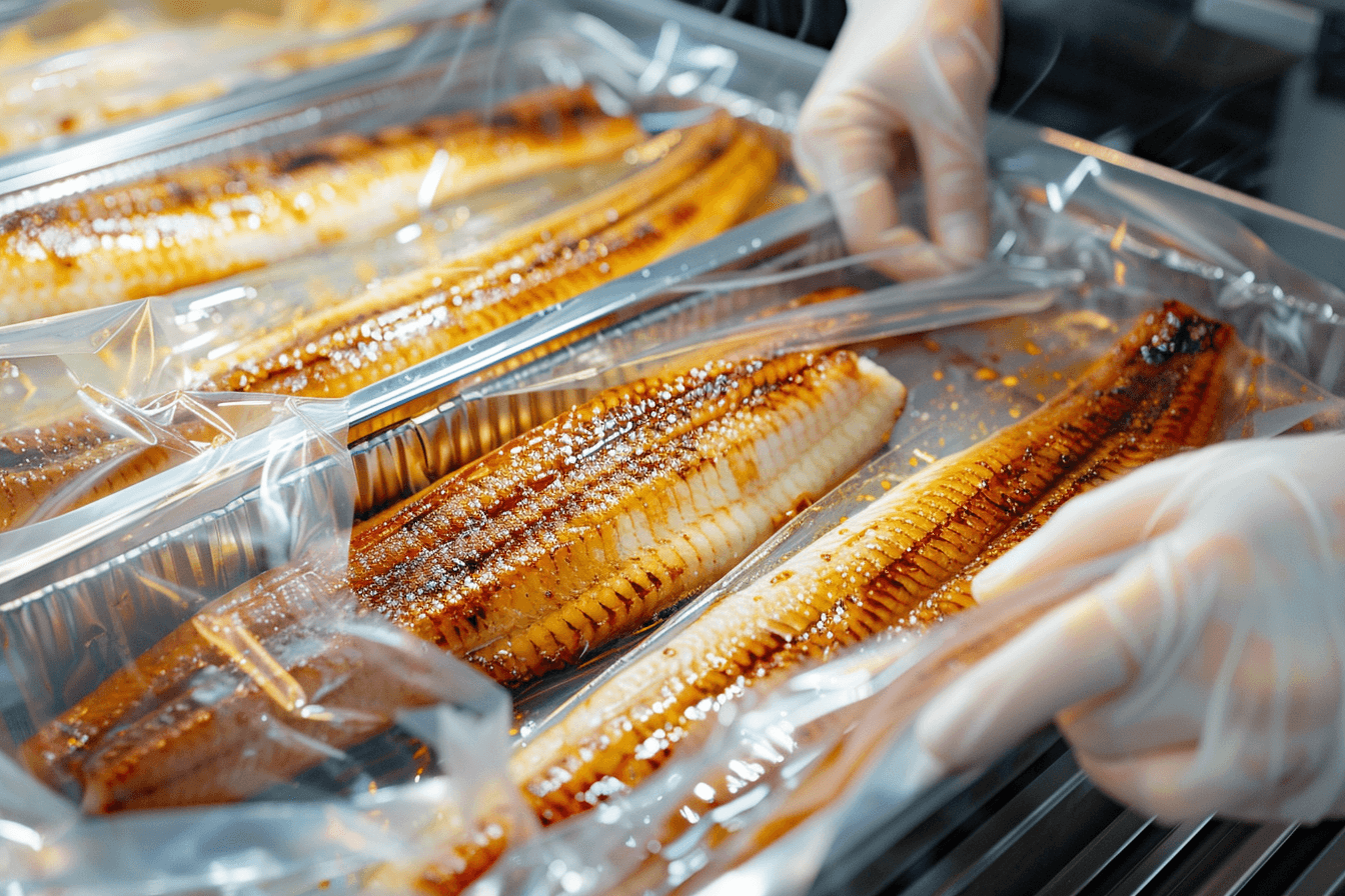 장어를-밀폐-비닐에-담고-있는-장면