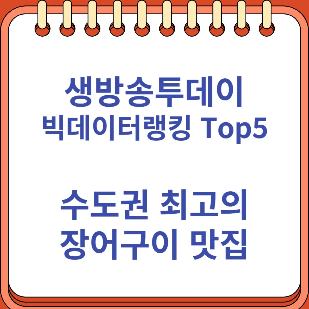 생방송투데이 빅데이터랭킹 수도권 장어구이