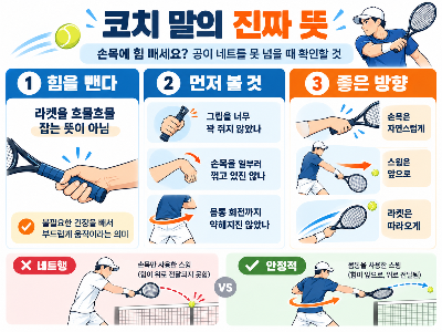 테니스 라켓 그립과 손목 통증, 코킹&middot;젖힘을 억지로 만들면 왜 더 불편할까?