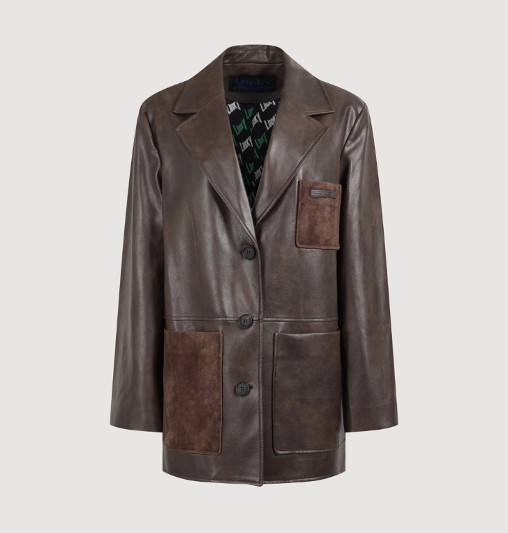 {가죽자켓} 첫 번째 남자 59회 :: 함은정(오장미/마서린) / 럭키슈에뜨 LUCKY CHOUETTE 브라운 가죽 레더 자켓