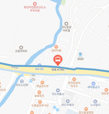 마도사거리에서 인천공항 리무진 공항버스(8822번) 지도 위치