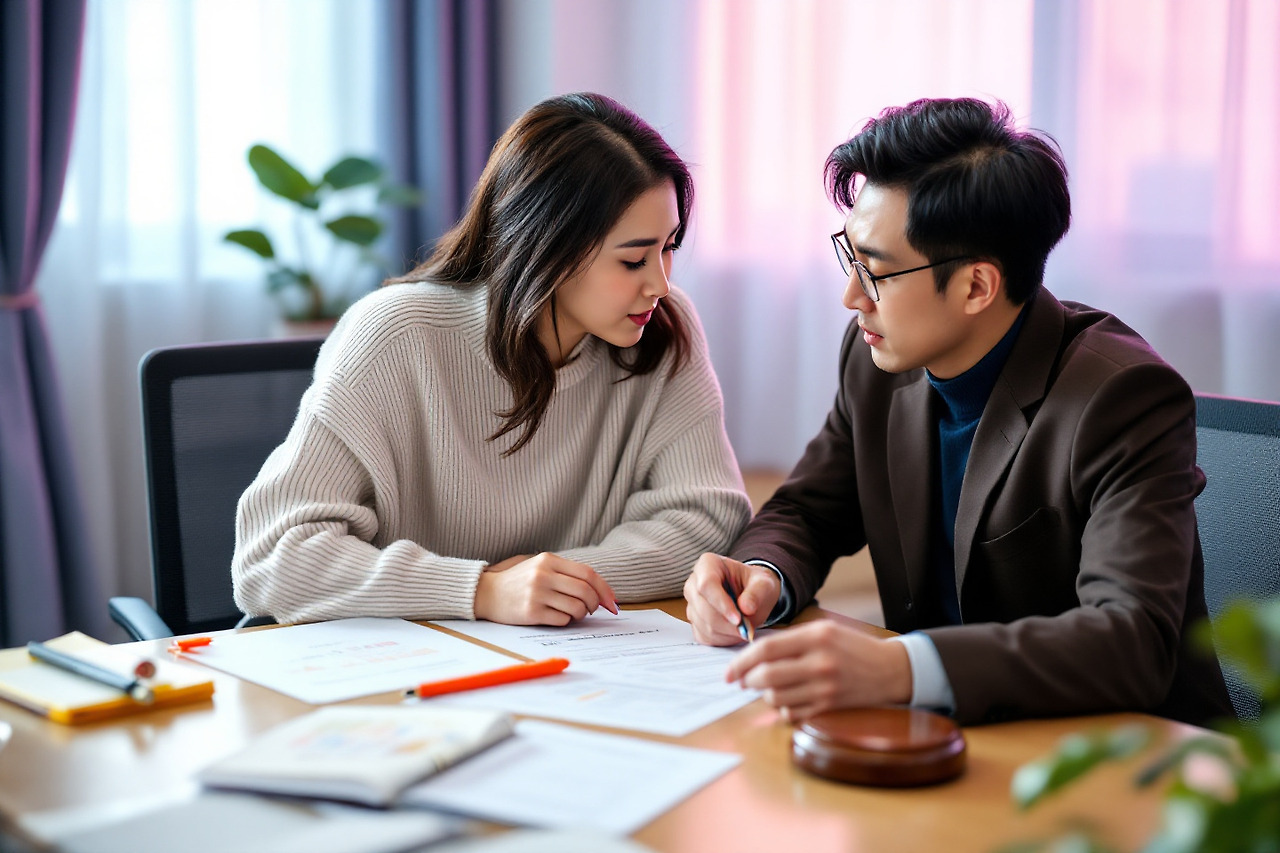 재산 분할을 의논하고 있는 이혼을 앞둔 부부