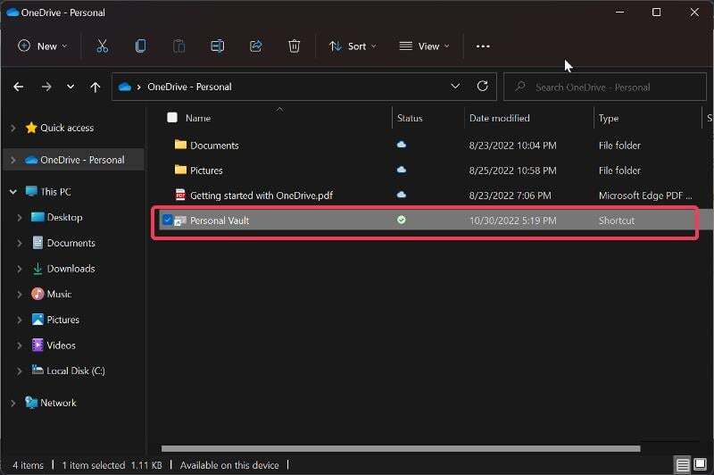원드라이드 폴더 잠금 처리