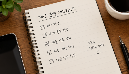 매장 운영 업무를 효율적으로 정리하는 방법, 초보 사장님을 위한 일일 점검표