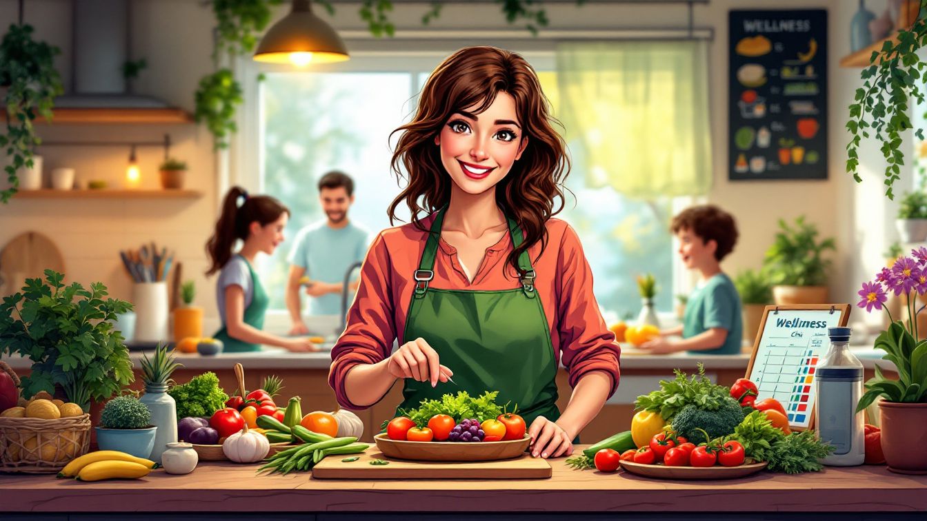 A woman is in the kitchen.