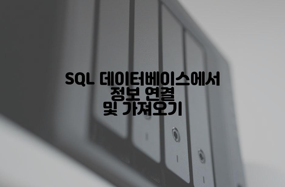 SQL 데이터베이스에서 정보 연결 및 가져오기