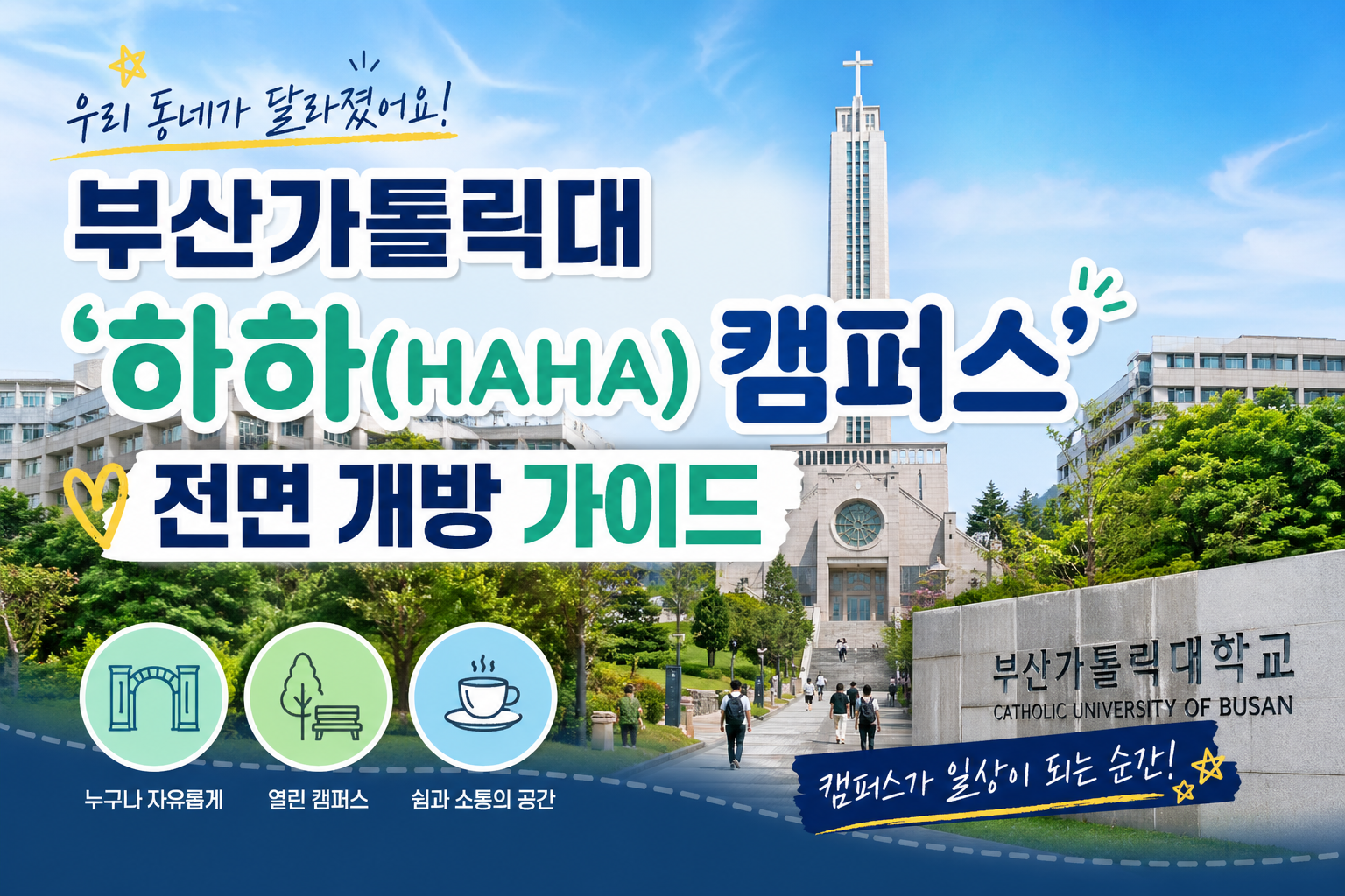 우리 동네가 달라졌어요! 부산가톨릭대 '하하(HAHA) 캠퍼스' 전면 개방 가이드