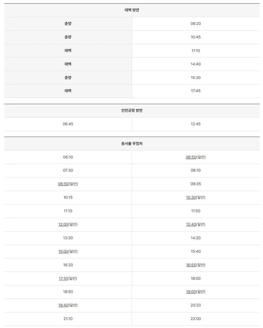 영주시외버스터미널 시간표