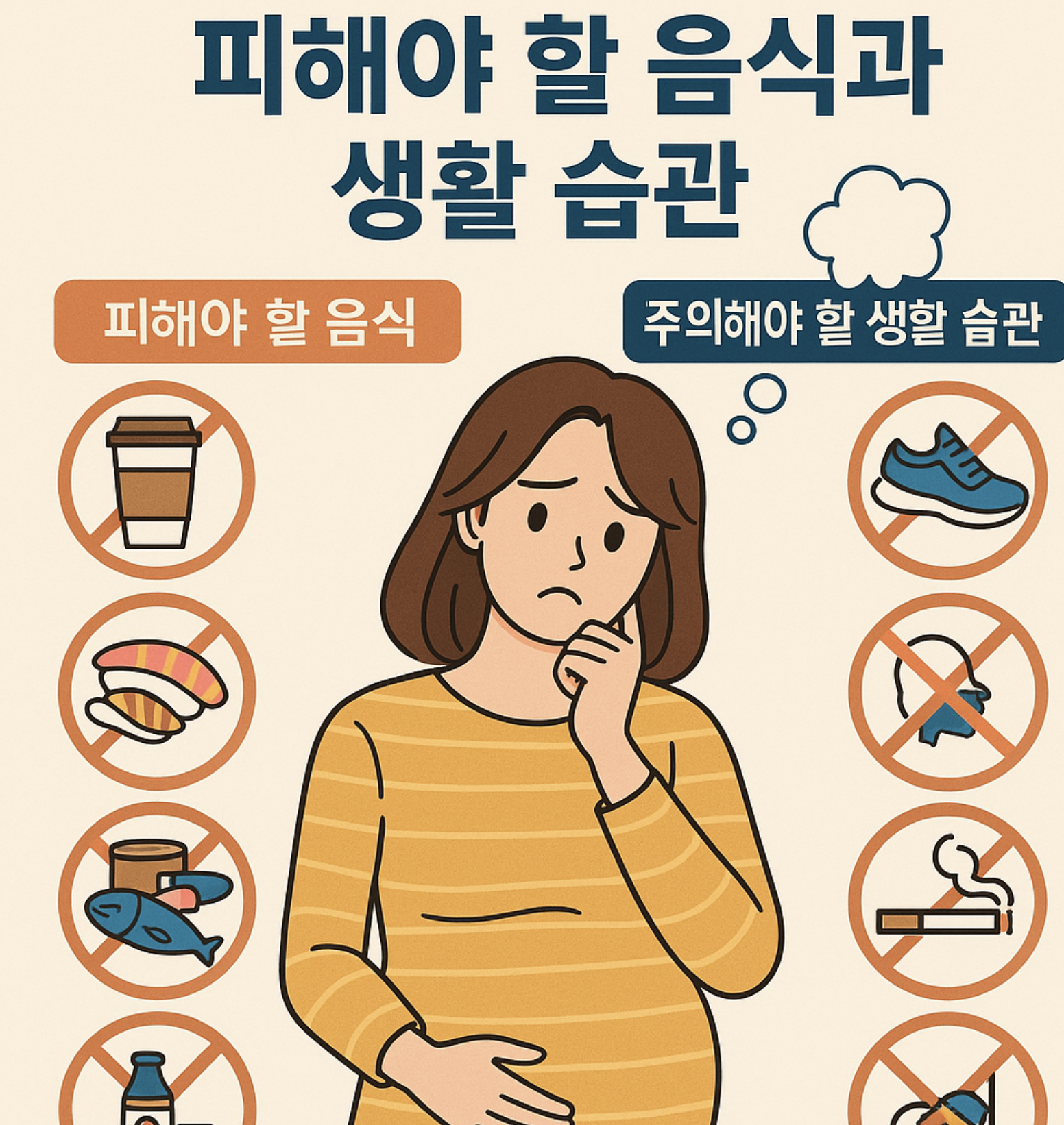 임신 초기에 피해야 할 음식 및 습관