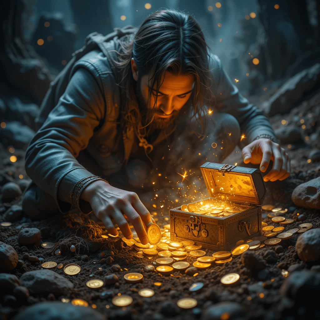 부동산 매매운이 좋아지는 예지몽으로 금화나 보물을 캐는 꿈의 참고이미지입니다.