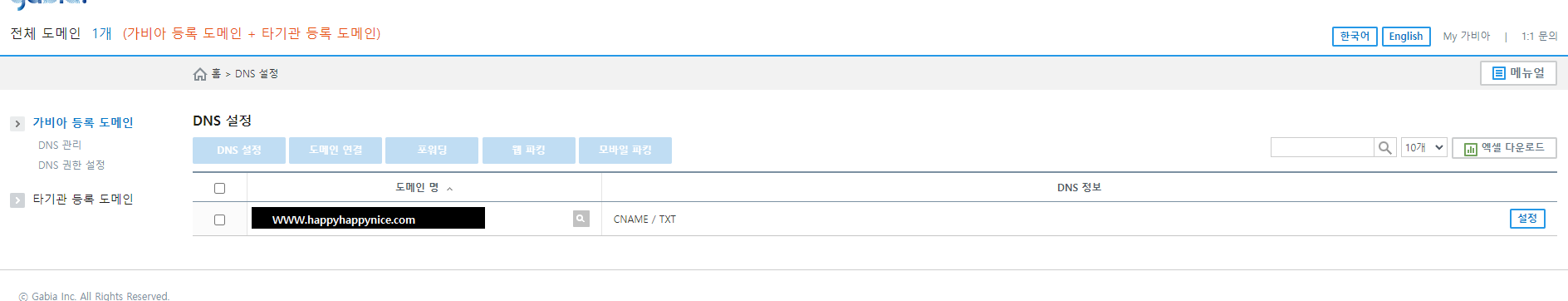 티스토리 가비아 도메인 설정하는 법