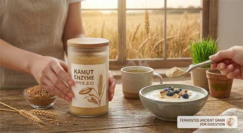 카무트효소를-요거트에-넣어-섭취하는-이미지