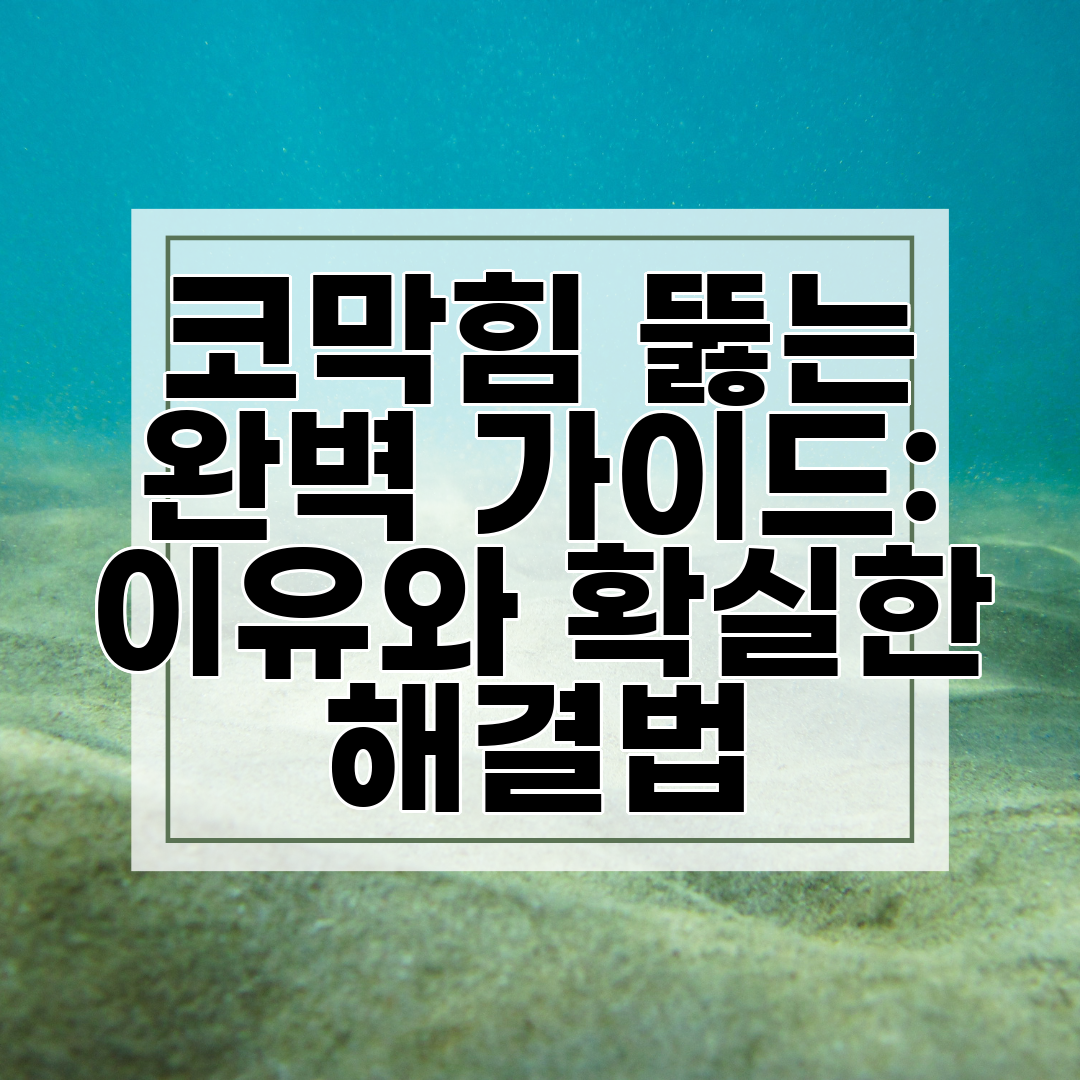 코막힘 뚫는 완벽 가이드 이유와 확실한 해결법