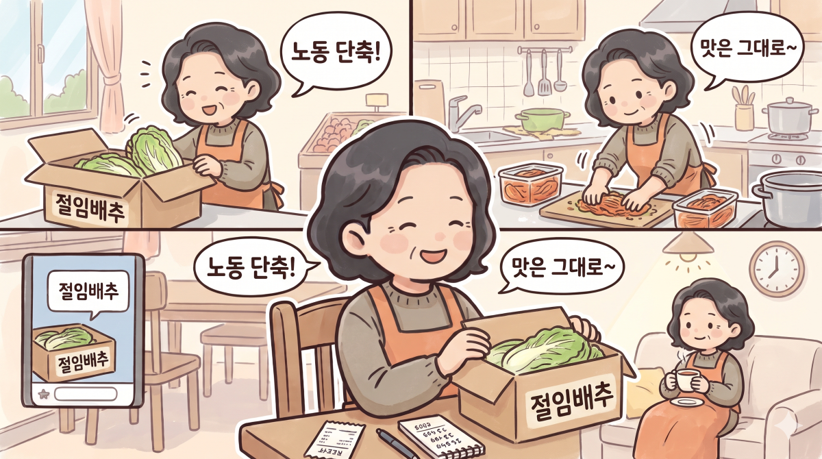 절임배추 사용으로 여유로워진 주방 풍경