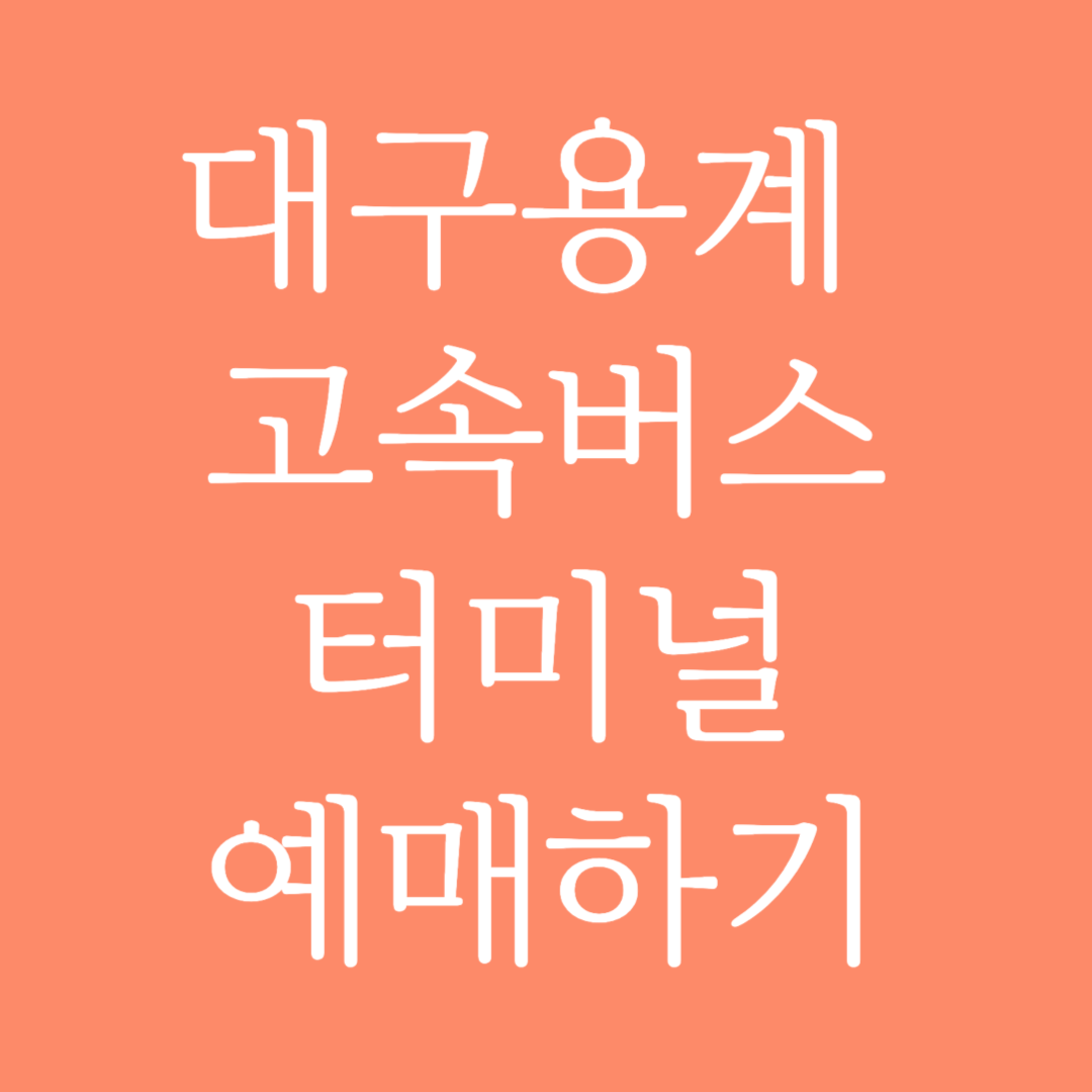 대구용계 고속버스터미널 시간표 조회 및 예매하기