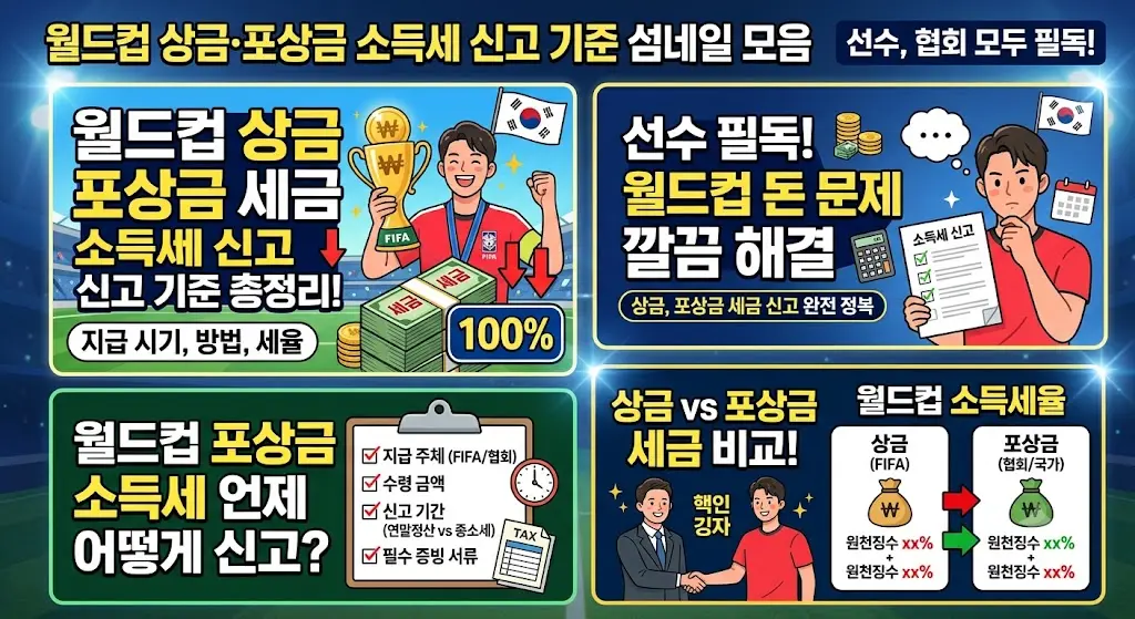 월드컵 상금 세금 선수 포상금 소득세 신고 기준 총정리 섬네일