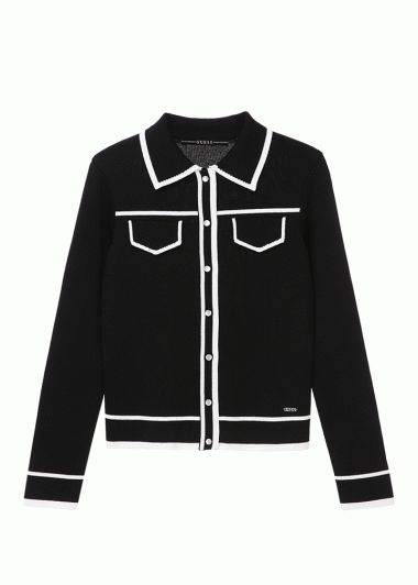 게스 진 여성 라인포인트 스웨터 가디건 YM1S2655