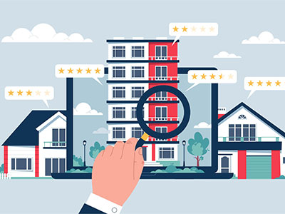 용산 남영역 롯데캐슬헤리티지 아파트 건물을 손으로 확대해 보고 있는 이미지. 특정 아파트를 점검하는 모습으로&amp;#44; 신청 자격을 판단할 때 평가 조건과 일치하는지 확인하는 장면을 나타냄