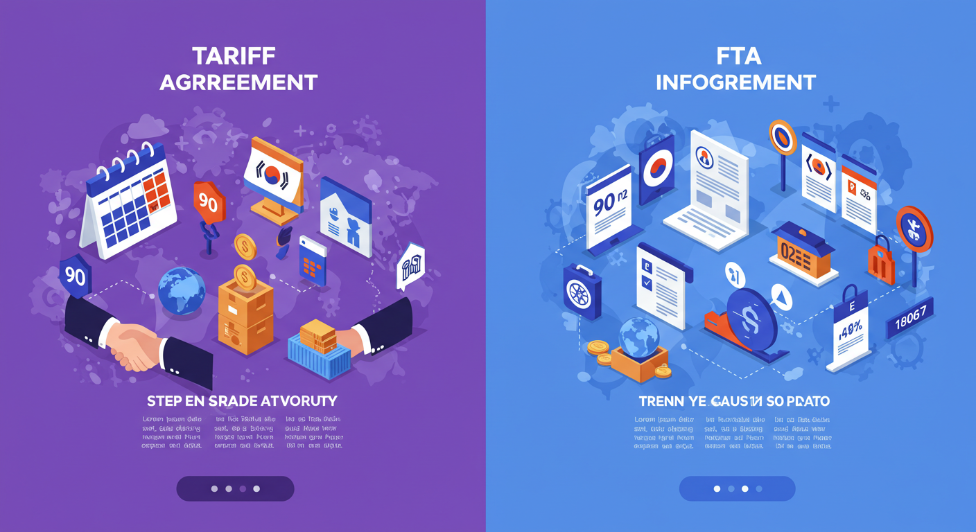 관세합의, FTA, 무역전략, 관세인하, 수출입계획, 자유무역협정, 미중무역, 무역비교, 국제통상, 기업전략