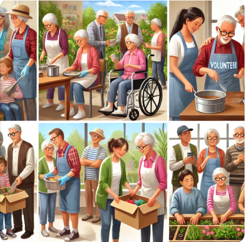 자원봉사하는 사진