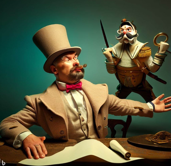 허풍을 떨고 있는 신사(made by Bing)