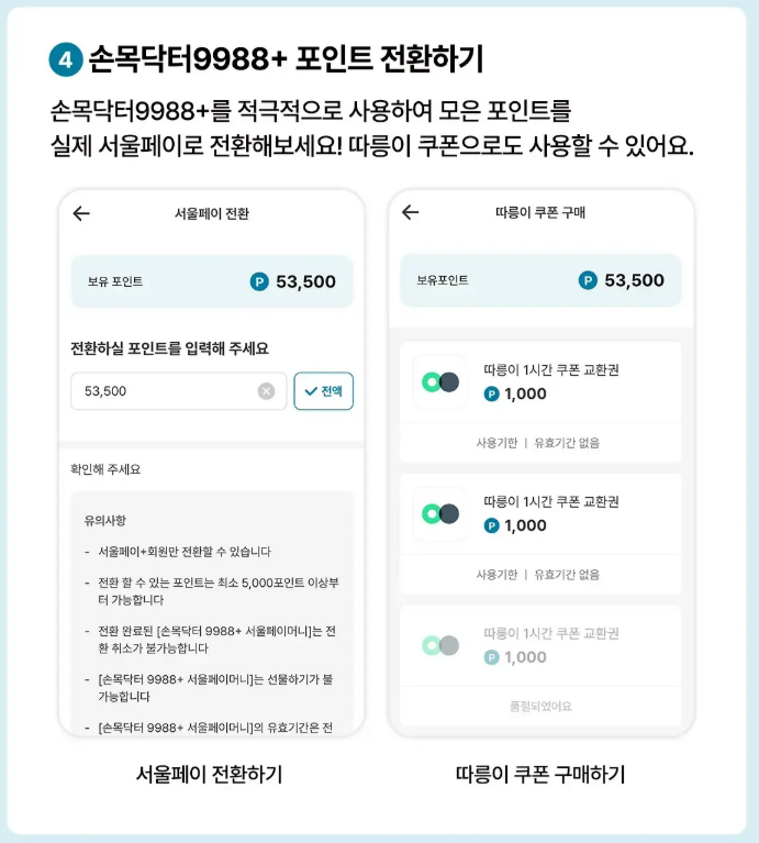 손목닥터 9988 포인트 사용처 전환 적립 방법