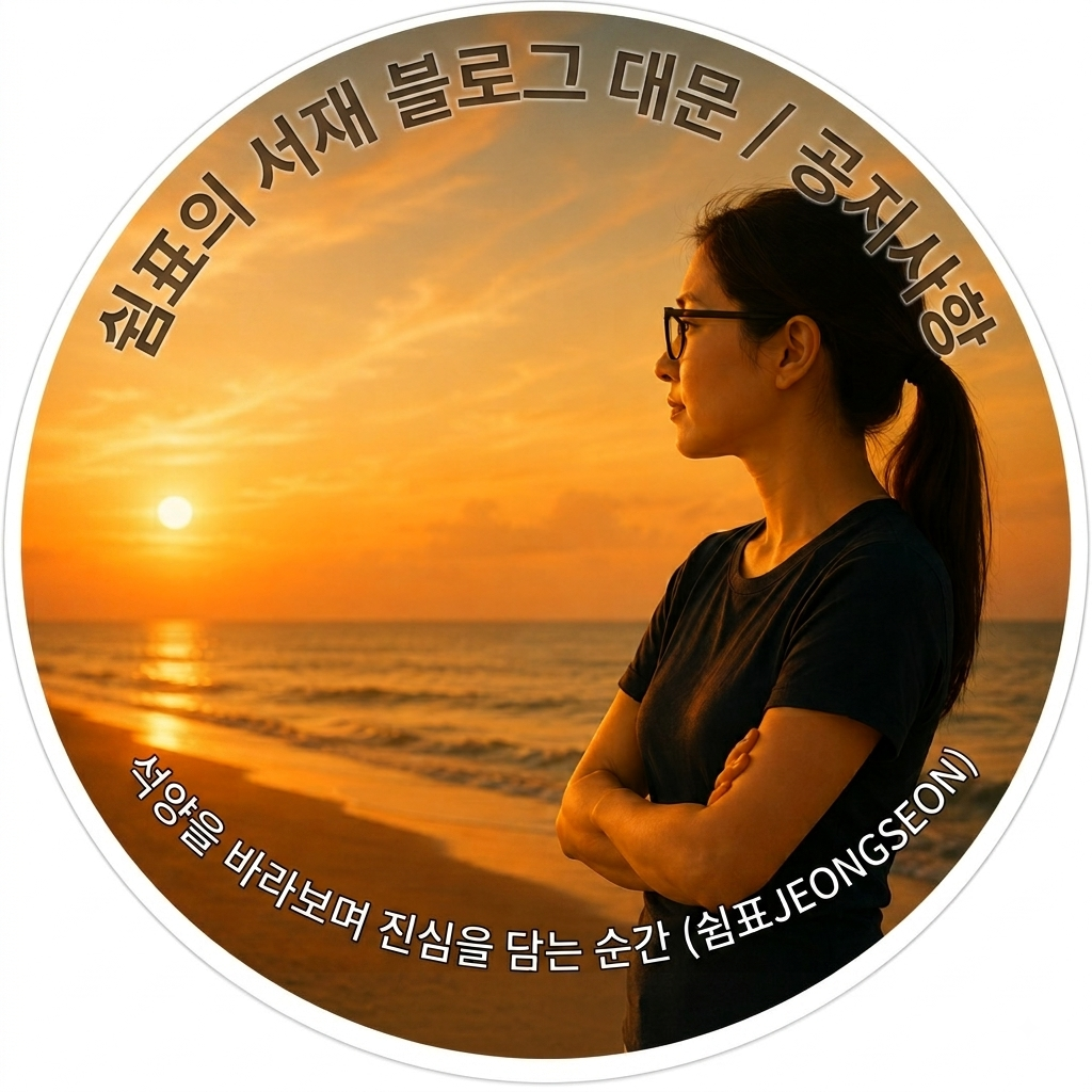 석양을 바라보는 쉼표의 서재 블로그 대문 / 공지사항 대표 이미지