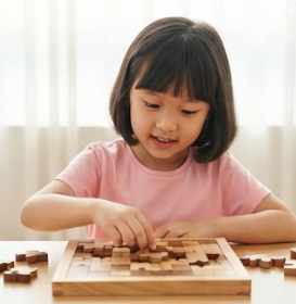 퍼즐에 집중해 눈을 반짝이는 아이