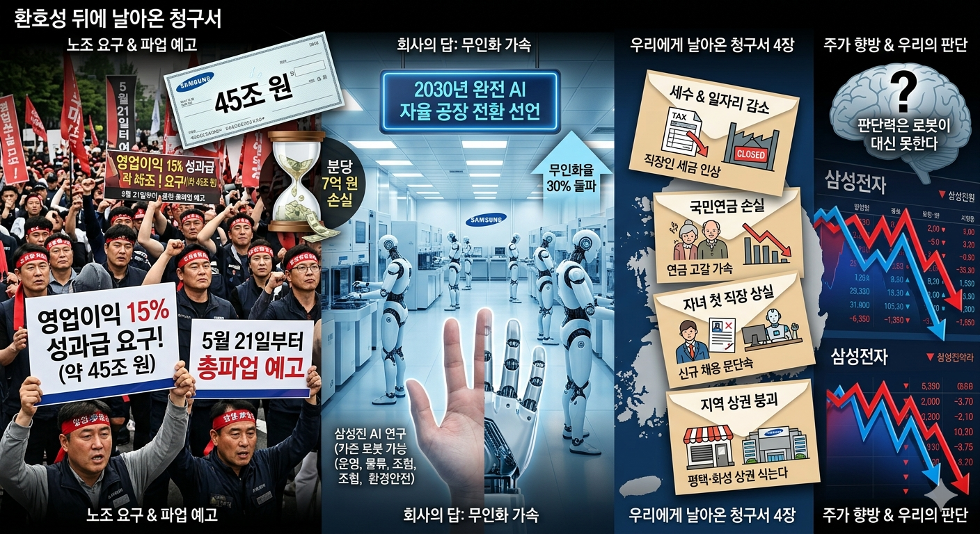 삼성전자 노조 사태 (무인화 가속, 청구서, 주가)