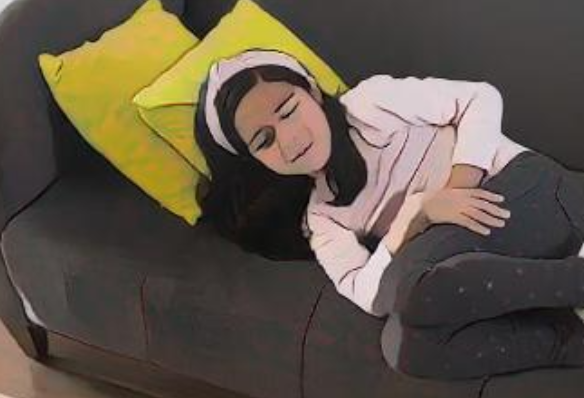 장염으로 복통을 호소하는 딸