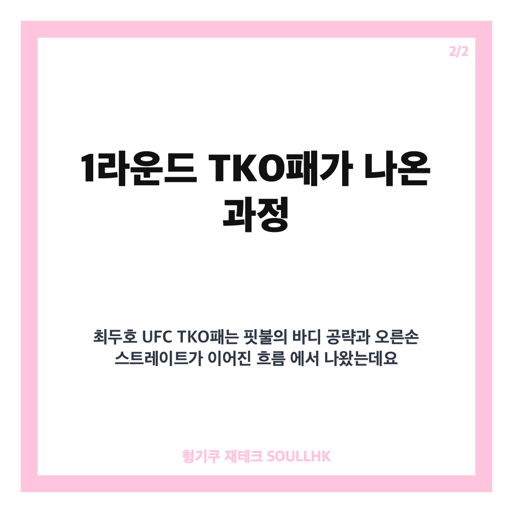 최두호 UFC TKO패, 핏불전 1라운드 결과와 랭킹 진입 무산 이유 카드뉴스 3