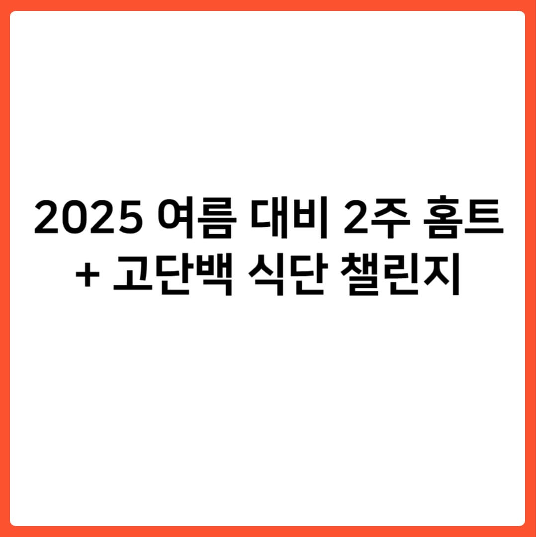 2025 여름 대비 2주 홈트 + 고단백 식단 챌린지