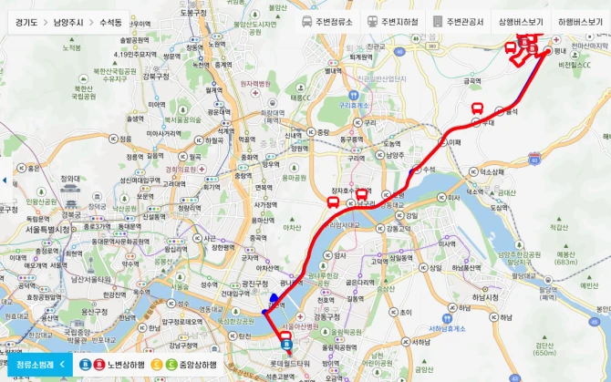 남양주시-광역버스-M2352번-광역급행버스-경유지-노선도