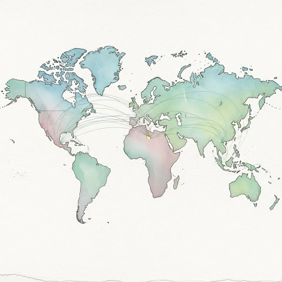 글로벌 협력의 지도를 그리는 모습