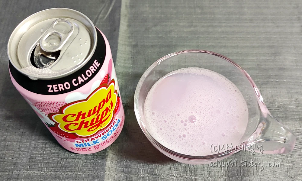 딸기 밀크소다 제로 한 잔