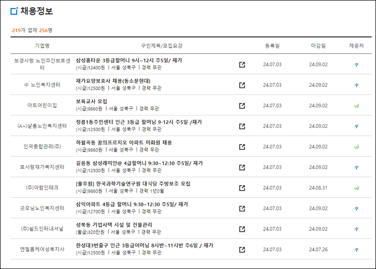 성북구청-구인구직