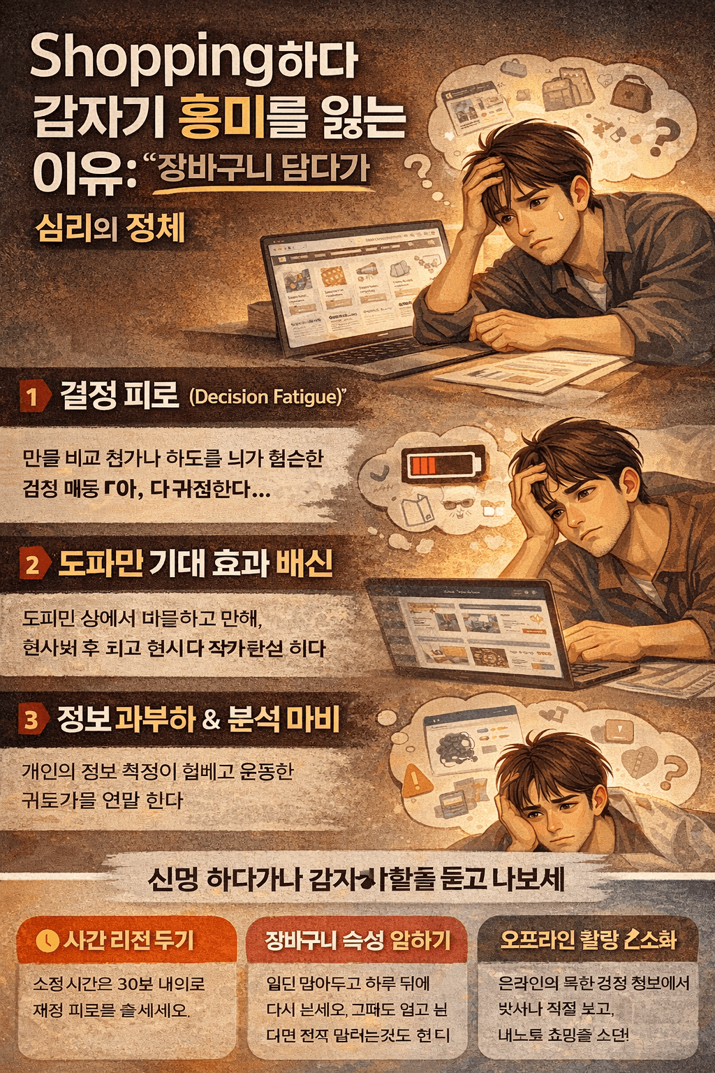 쇼핑하다 갑자기 흥미 잃는 이유 장바구니 담다가 ‘현타’ 오는 심리 4가지 (결정피로·도파민의 진실)