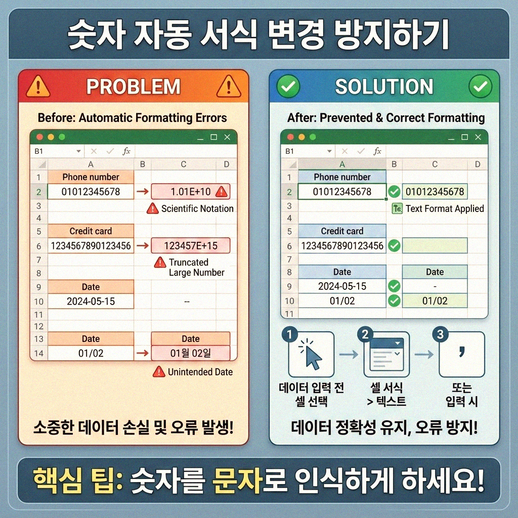 엑셀 데이터 자동변환 막는 쉬운 방법들