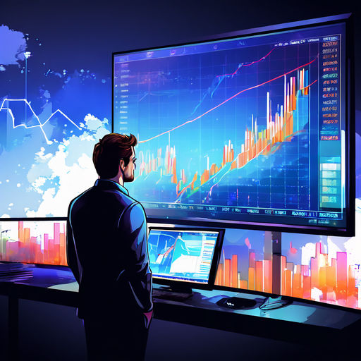 취미처럼-주식투자-성공하기-성공한투자자가 모니터의 우상향 주식차트를 바라보는 그림.