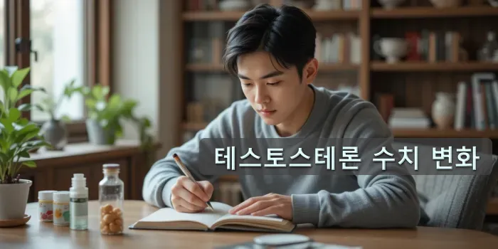 건강일지를 작성 중인 남성