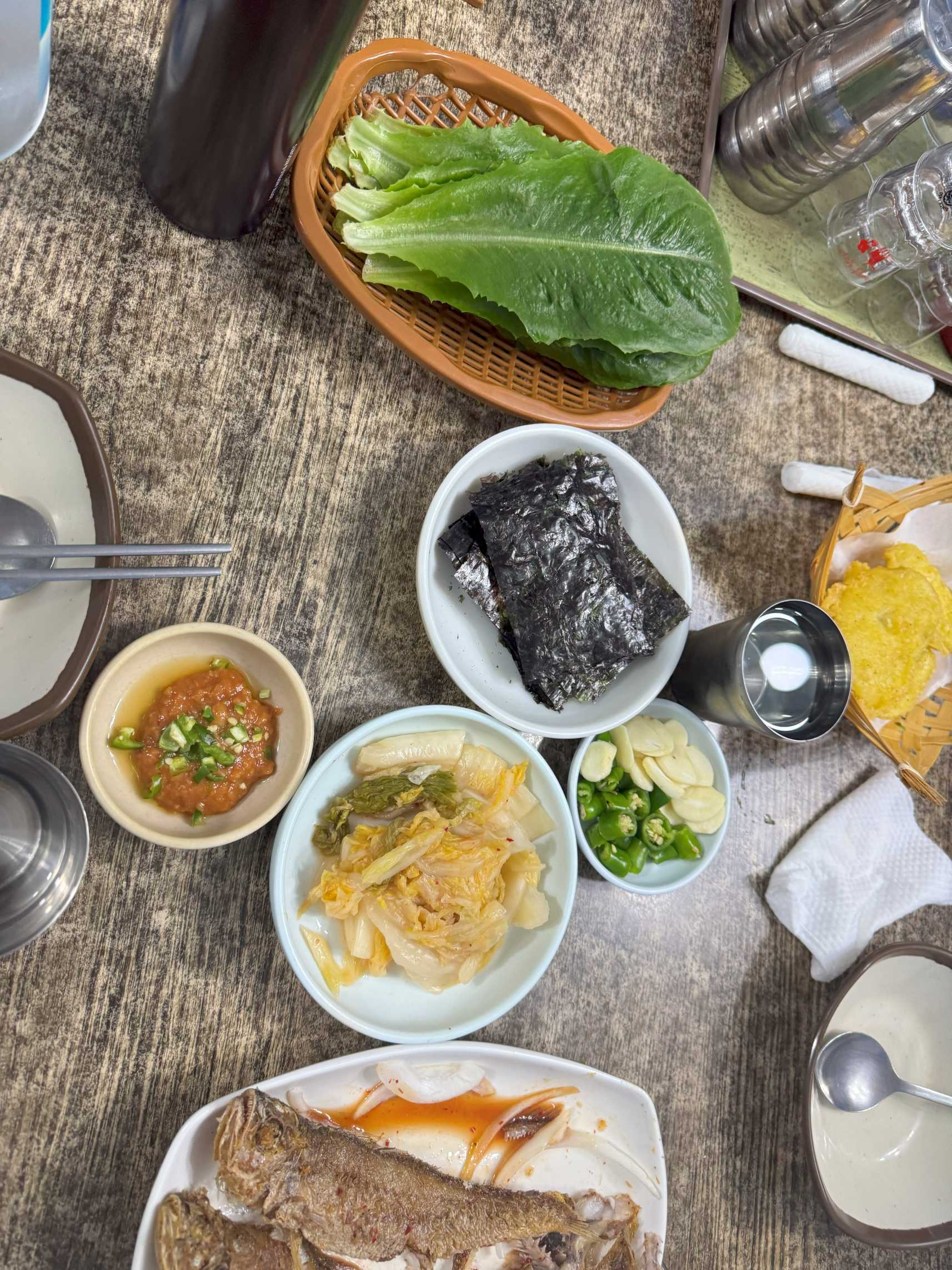 모슬포 부두식당 기본 상차림